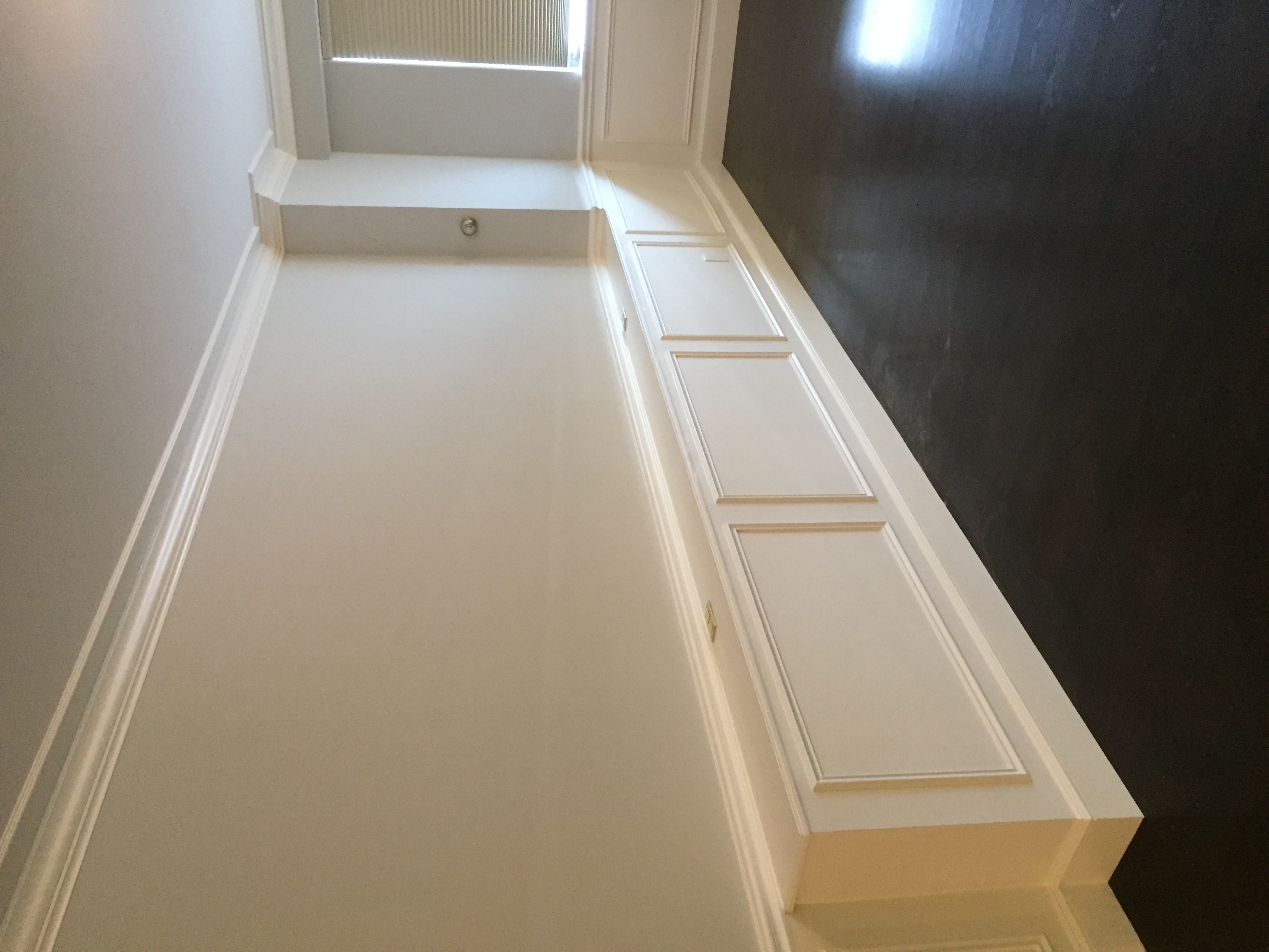 window bench paneling progress 01